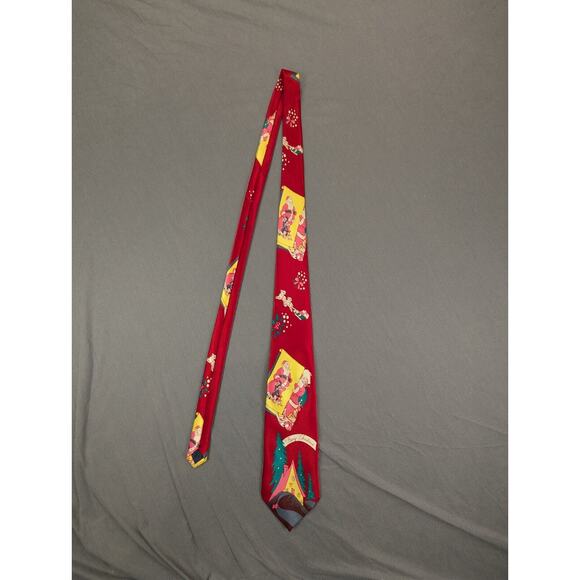 Rudia Hand Made Neck-Tie Christmas Vintage Santa Clause Red Classic Holiday - Picture 6 of 6